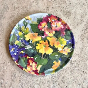 Vintage Melamaster Great Britain Multicolor Floral Print Ceramic Tea Pot Coaster